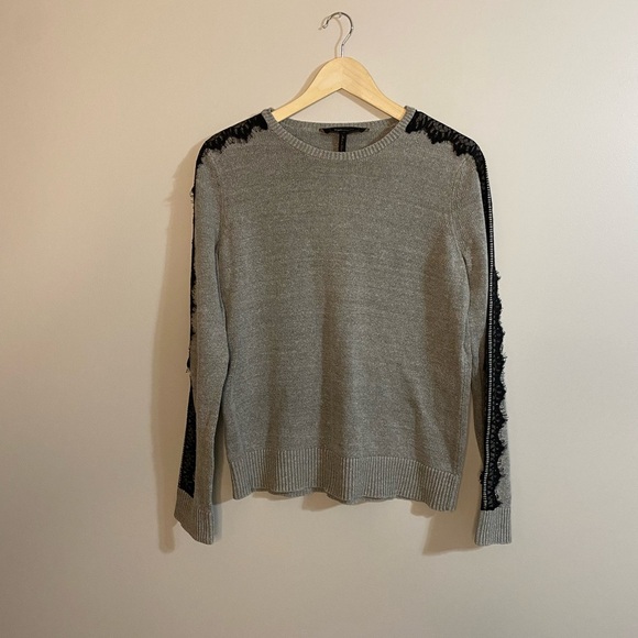 BCBGMaxAzria Gray Long Sleeve Ribbed Sweatshirt - Picture 1 of 4